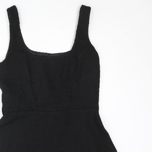 New Look Womens Black Polyester A-Line Size 10 Scoop Neck Zip