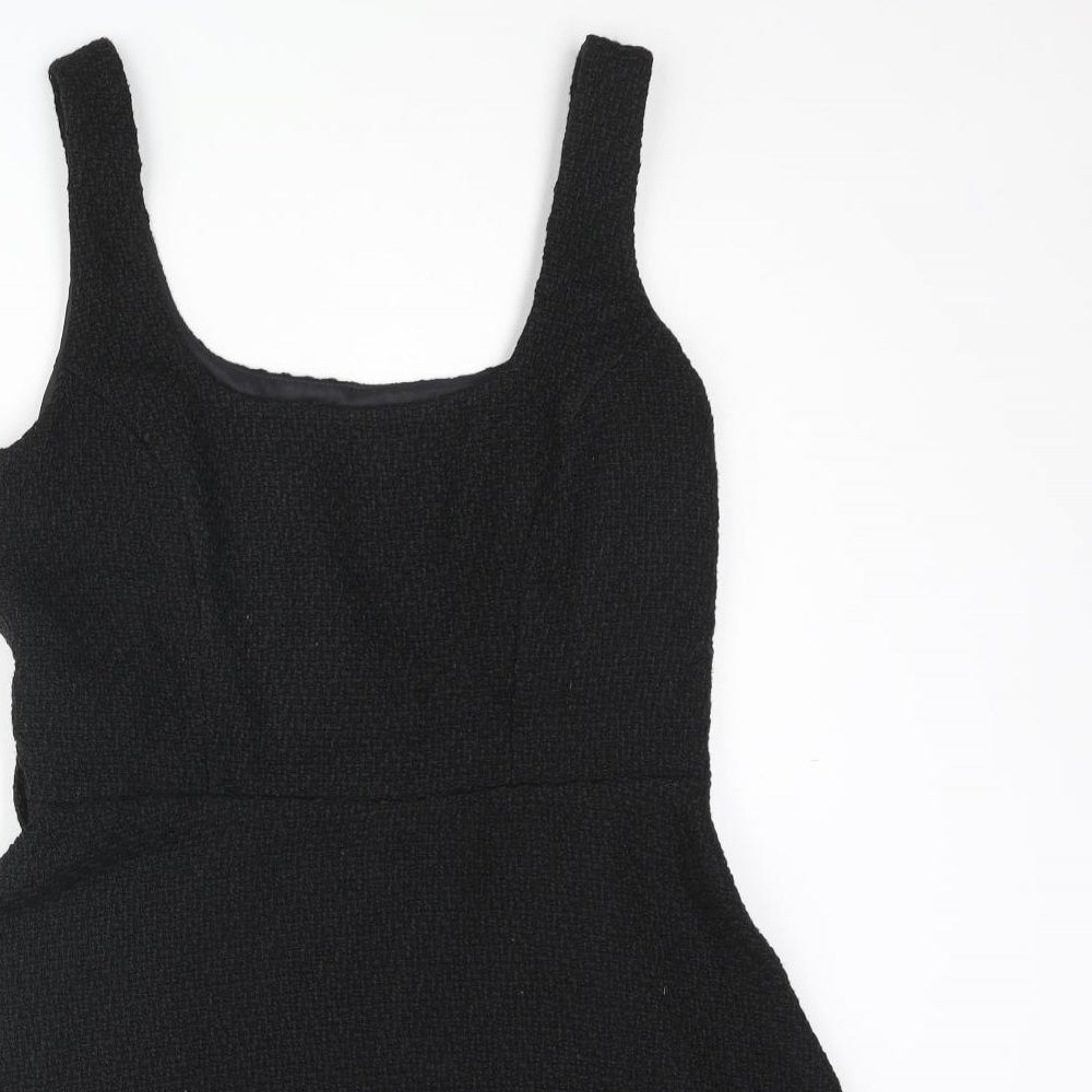 New Look Womens Black Polyester A-Line Size 10 Scoop Neck Zip