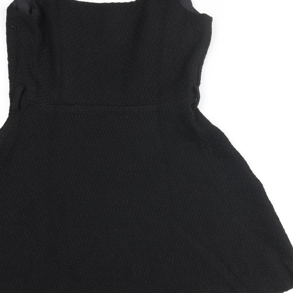 New Look Womens Black Polyester A-Line Size 10 Scoop Neck Zip