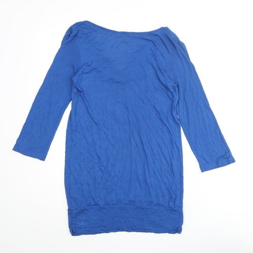 Monsoon Womens Blue Viscose Basic Blouse Size S V-Neck