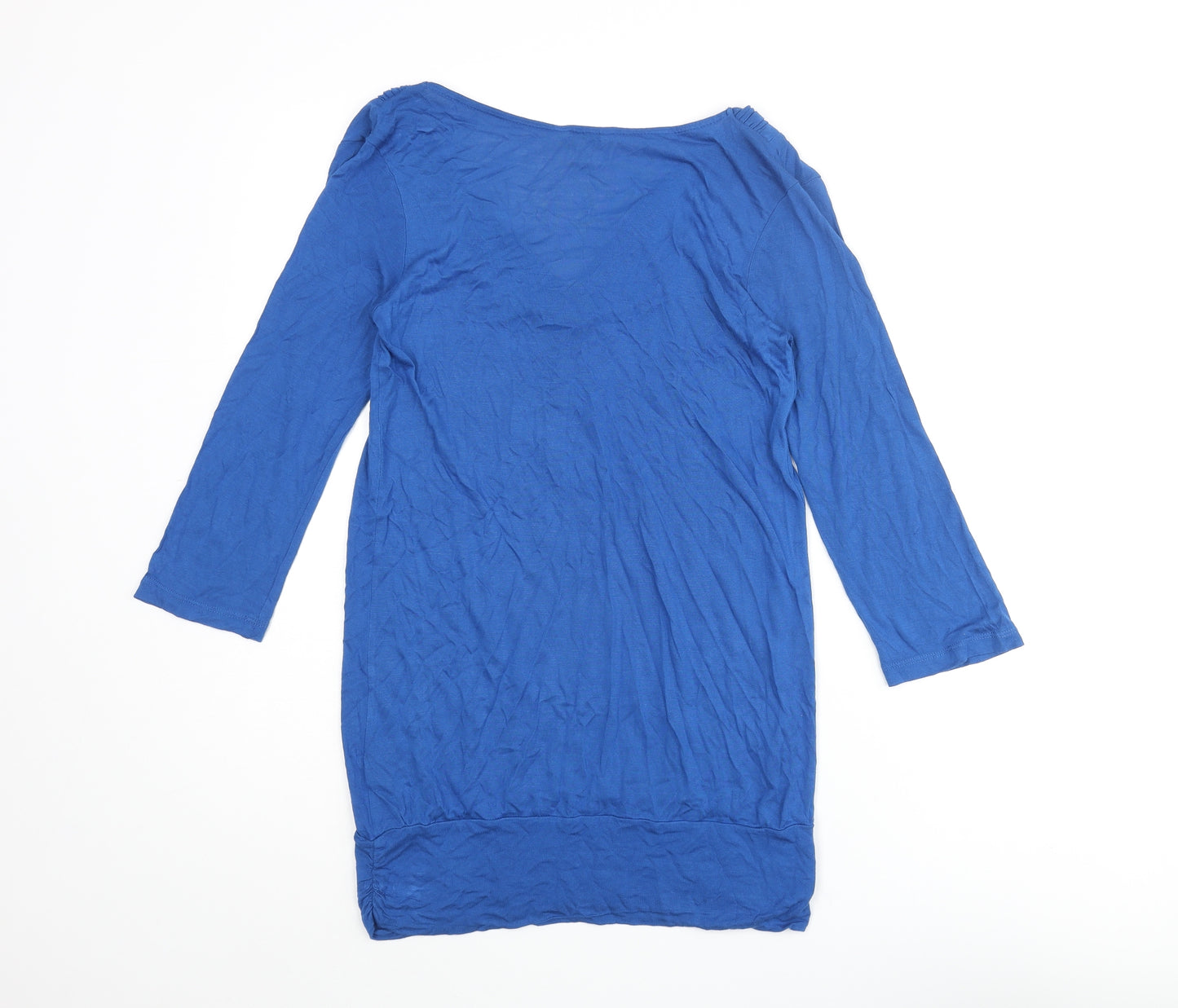 Monsoon Womens Blue Viscose Basic Blouse Size S V-Neck