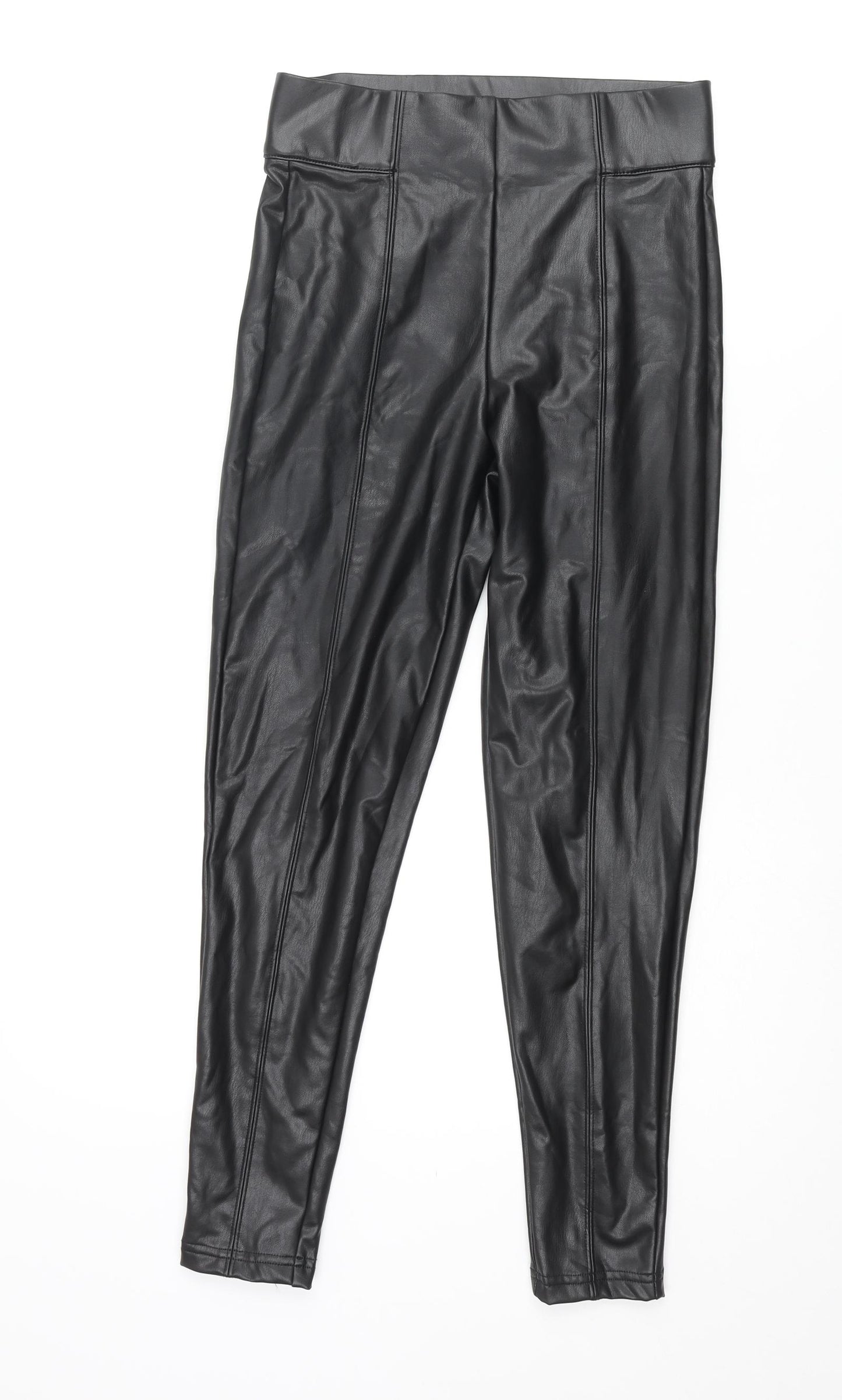 Marks and Spencer Womens Black Polyester Cropped Leggings Size 8 L25 in