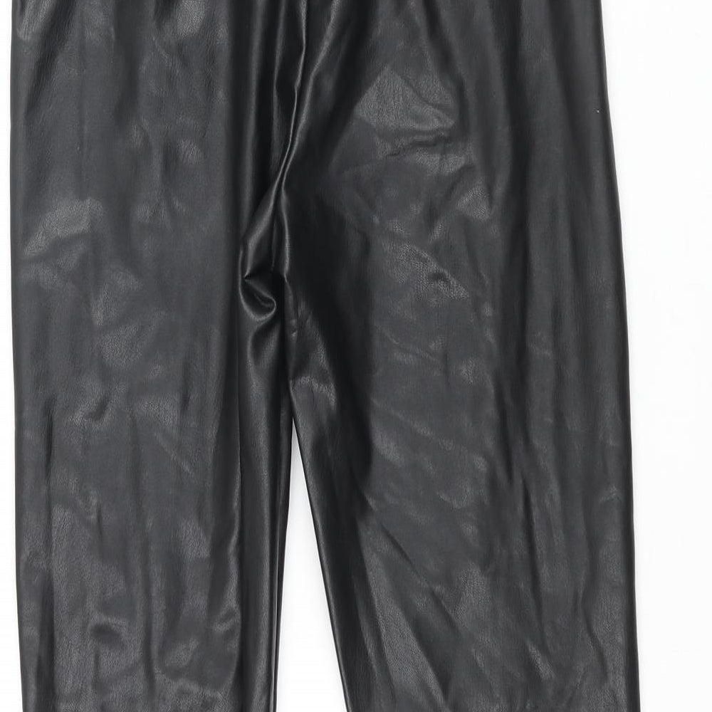 Marks and Spencer Womens Black Polyester Cropped Leggings Size 8 L25 in