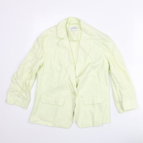 Classic Womens Green Linen Jacket Blazer Size 8