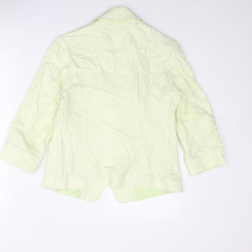 Classic Womens Green Linen Jacket Blazer Size 8