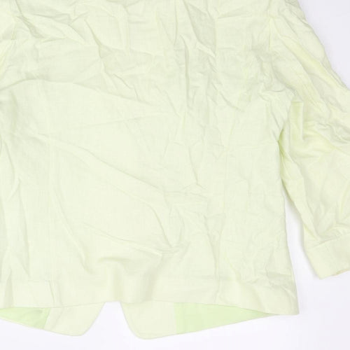 Classic Womens Green Linen Jacket Blazer Size 8