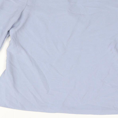 Topshop Womens Blue Polyester Basic Blouse Size 8 V-Neck - Vented Sleeve