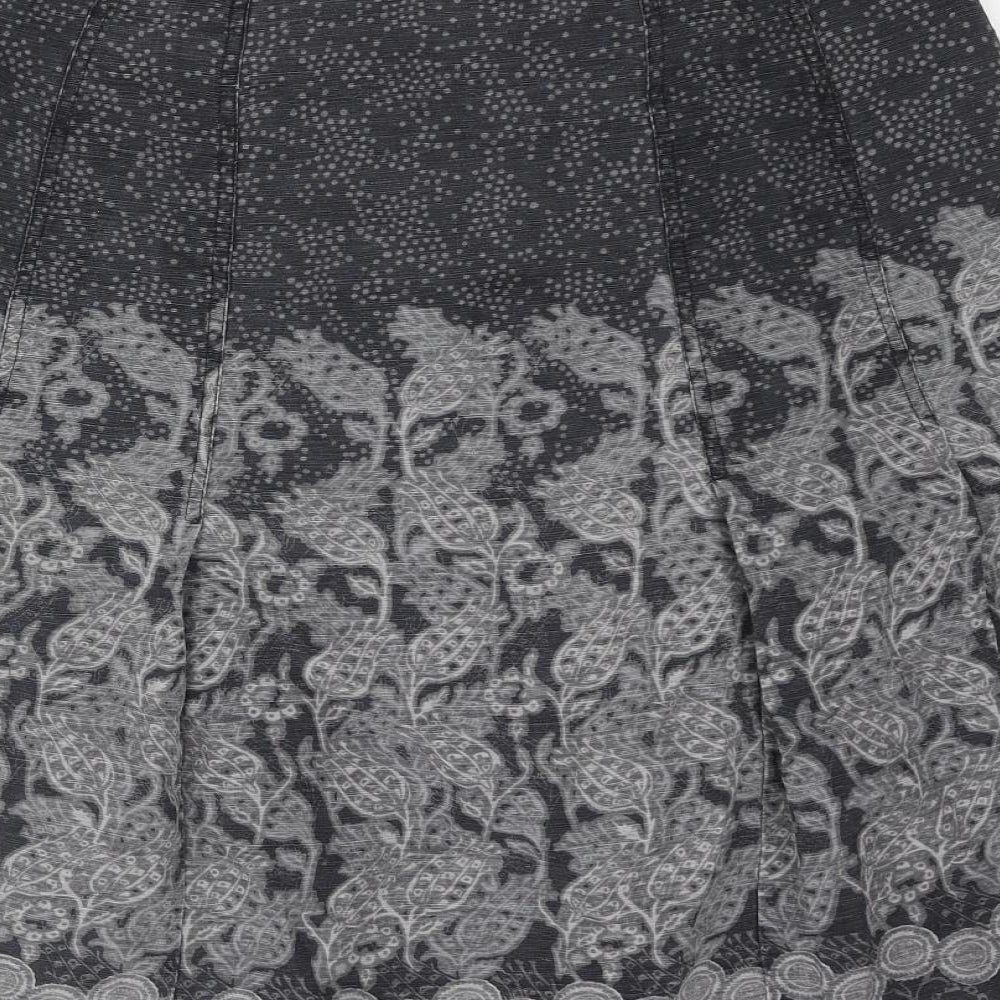 Part Two Womens Grey Geometric Silk Flare Skirt Size 16 Zip