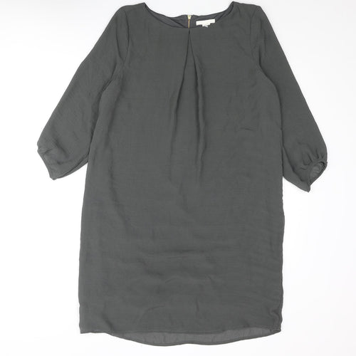 H&M Womens Grey Polyester Shift Size 10 Round Neck Zip