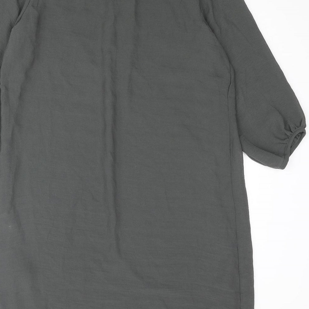 H&M Womens Grey Polyester Shift Size 10 Round Neck Zip