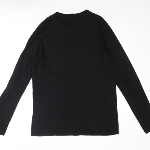 Uniqlo Mens Black Viscose T-Shirt Size XL Crew Neck
