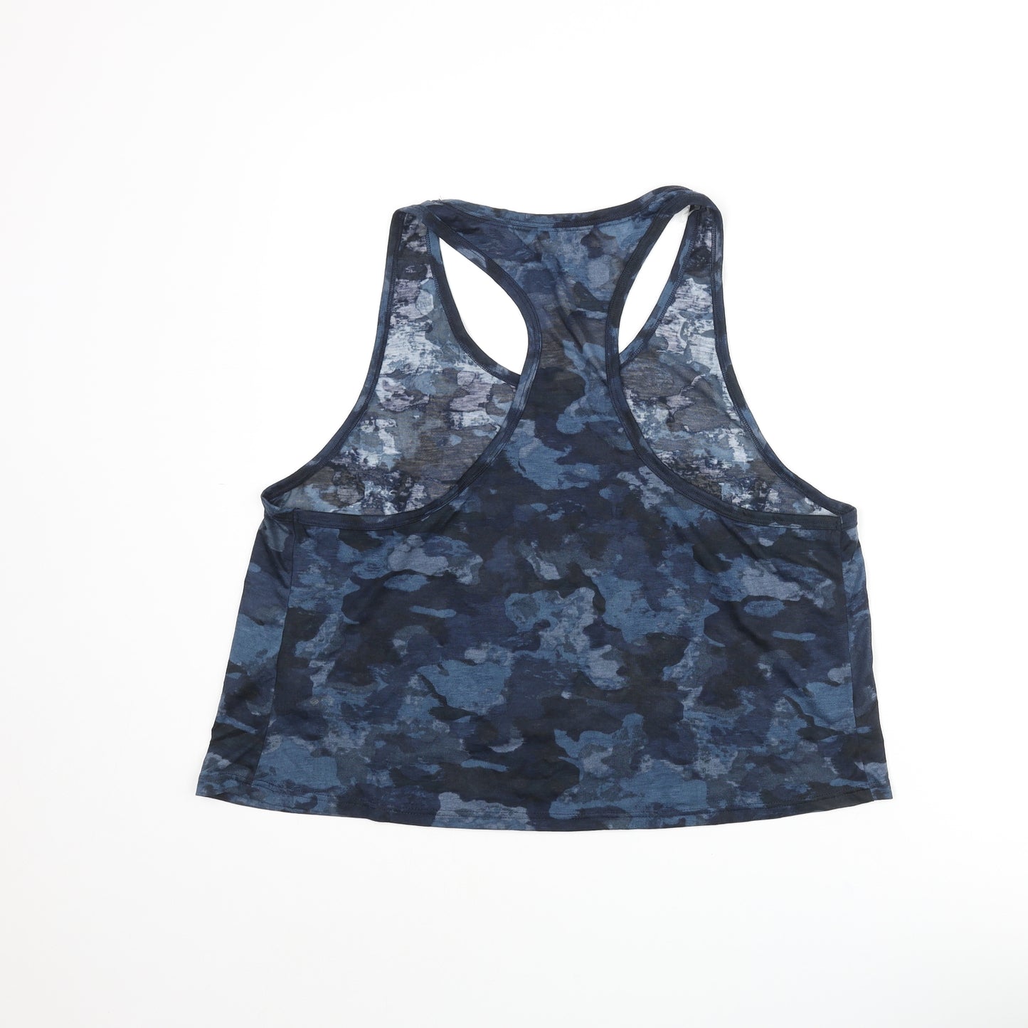 GOODMOVE Womens Blue Camouflage Polyester Basic Tank Size 18 Round Neck Pullover
