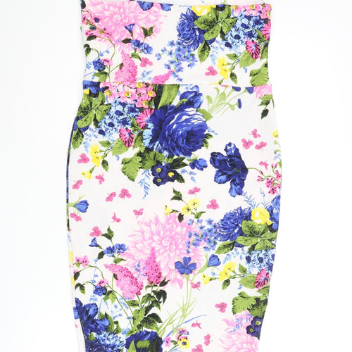 New Look Womens Multicoloured Floral Polyester Bodycon Size 12 Sweetheart Pullover