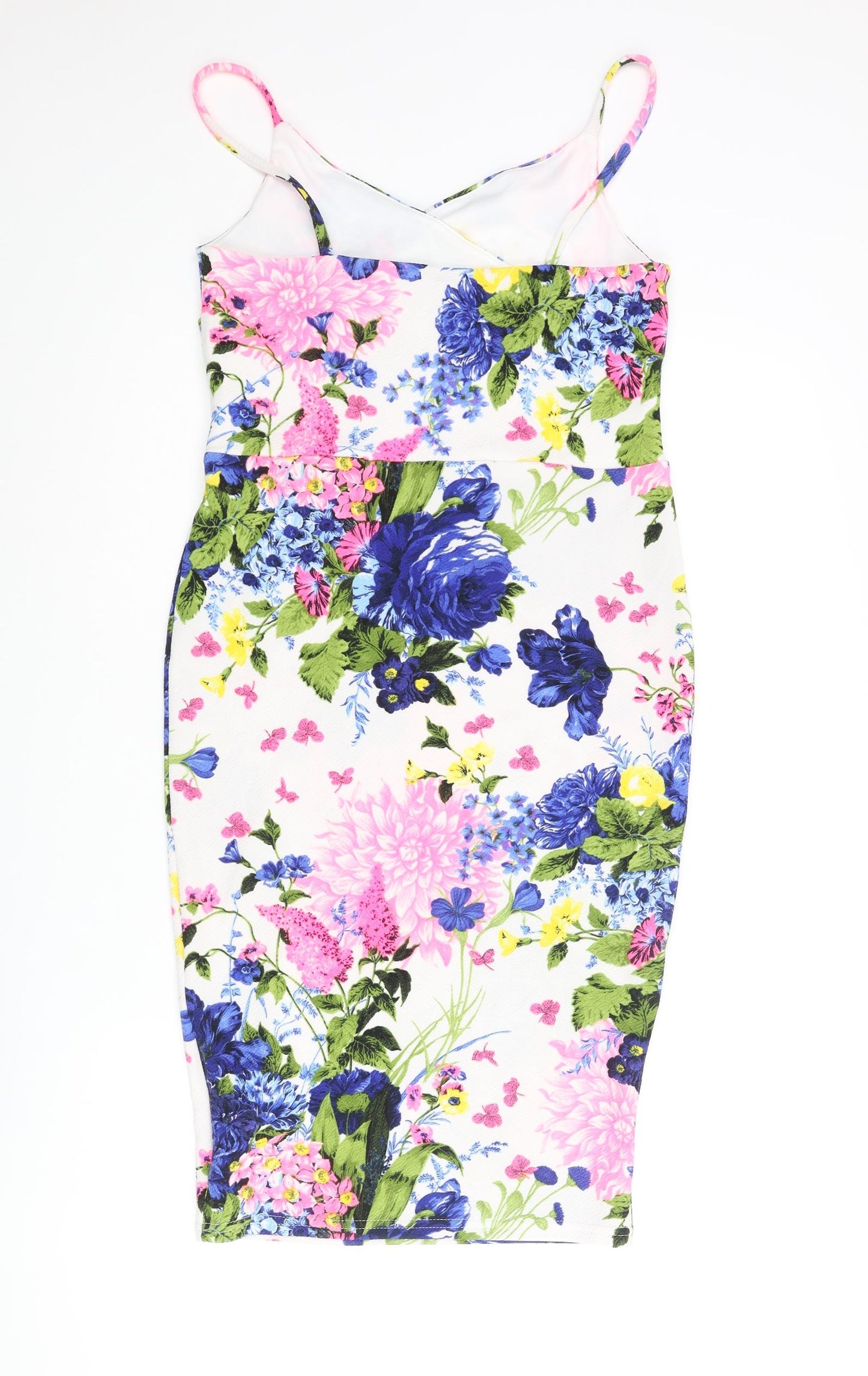 New Look Womens Multicoloured Floral Polyester Bodycon Size 12 Sweetheart Pullover