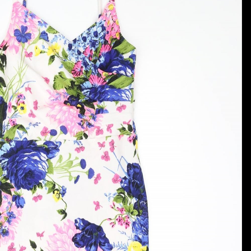 New Look Womens Multicoloured Floral Polyester Bodycon Size 12 Sweetheart Pullover