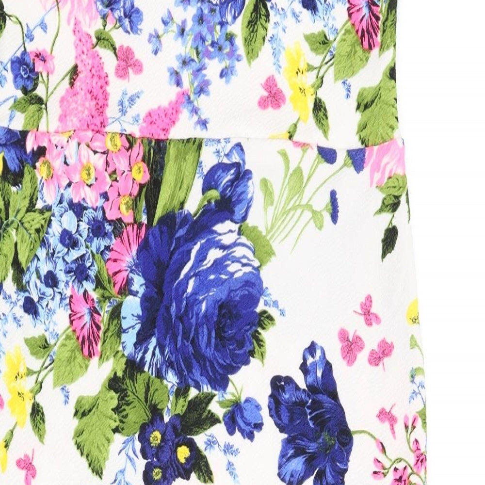 New Look Womens Multicoloured Floral Polyester Bodycon Size 12 Sweetheart Pullover