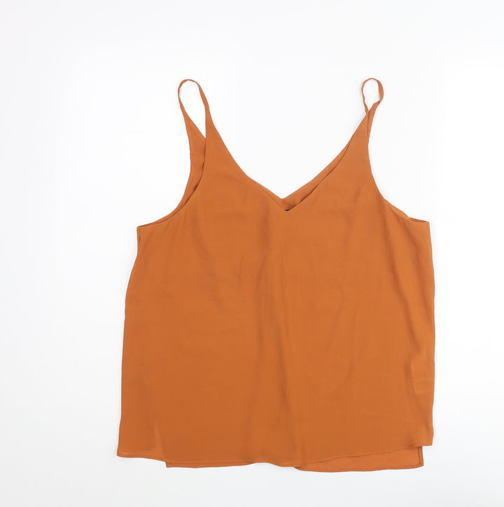 Topshop Womens Orange Polyester Camisole Blouse Size 14 V-Neck