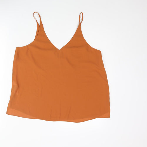 Topshop Womens Orange Polyester Camisole Blouse Size 14 V-Neck