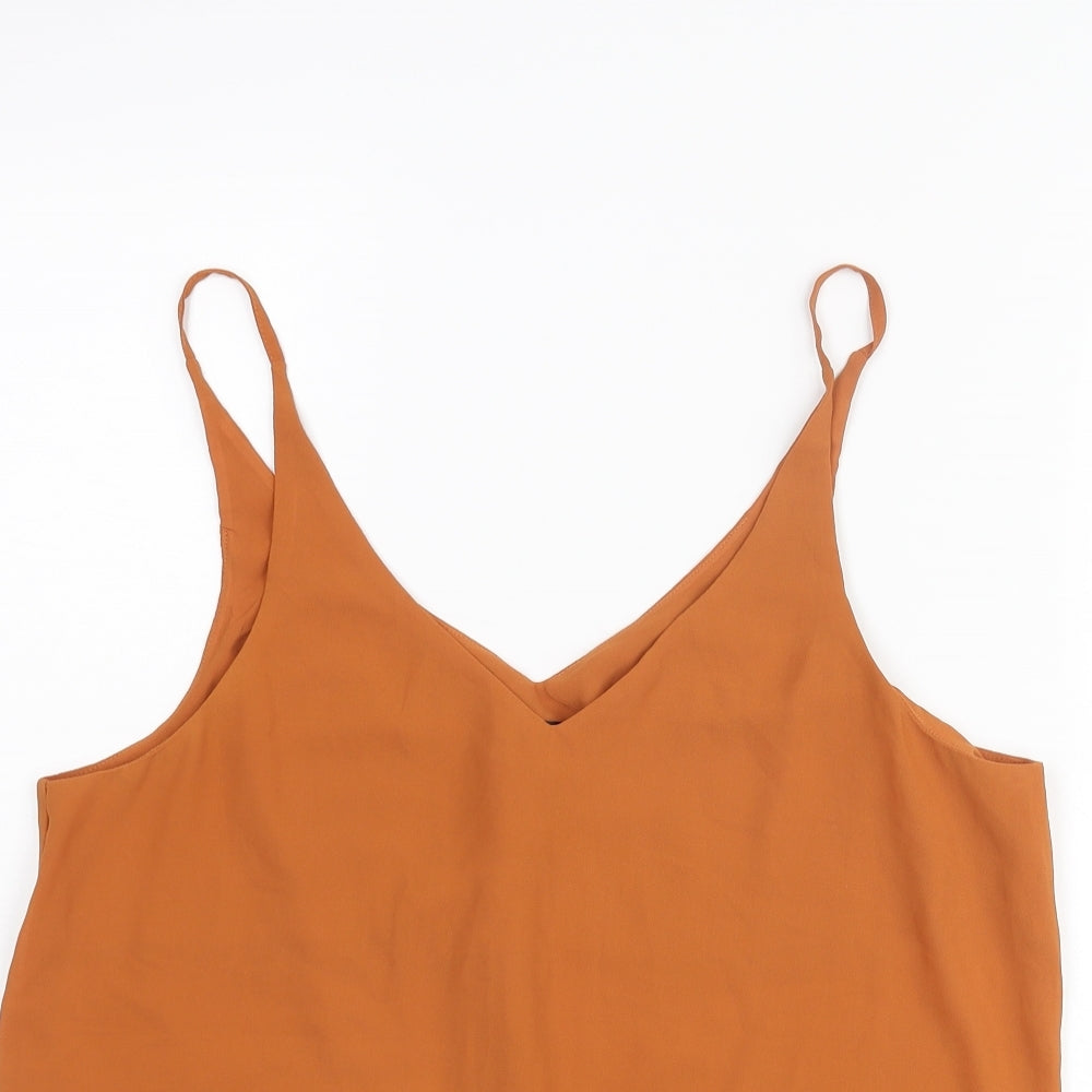 Topshop Womens Orange Polyester Camisole Blouse Size 14 V-Neck