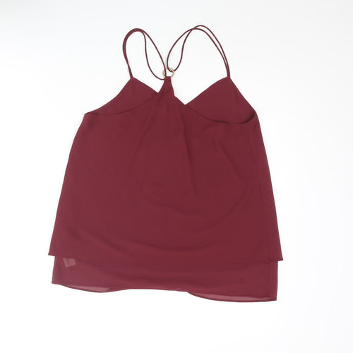 New Look Womens Red Polyester Camisole Blouse Size 12 V-Neck