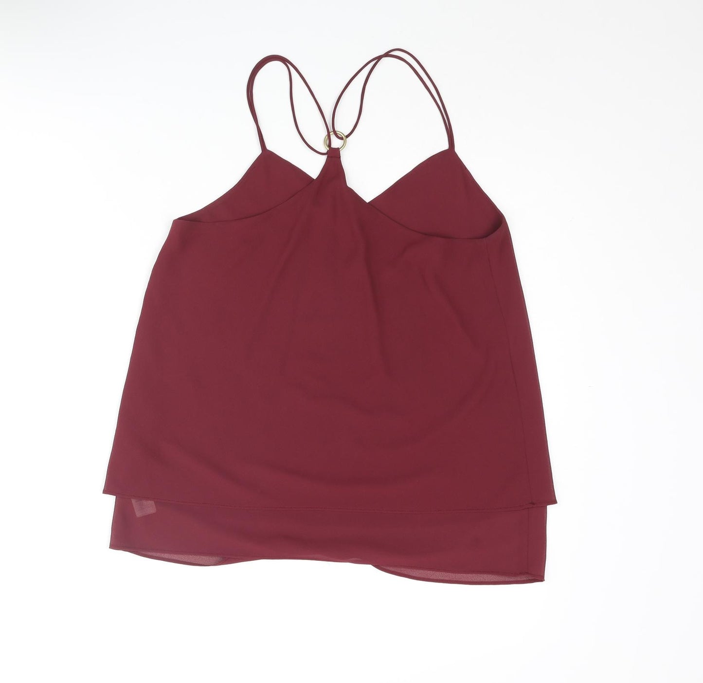 New Look Womens Red Polyester Camisole Blouse Size 12 V-Neck