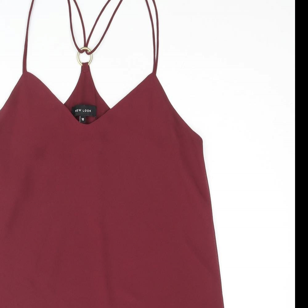 New Look Womens Red Polyester Camisole Blouse Size 12 V-Neck