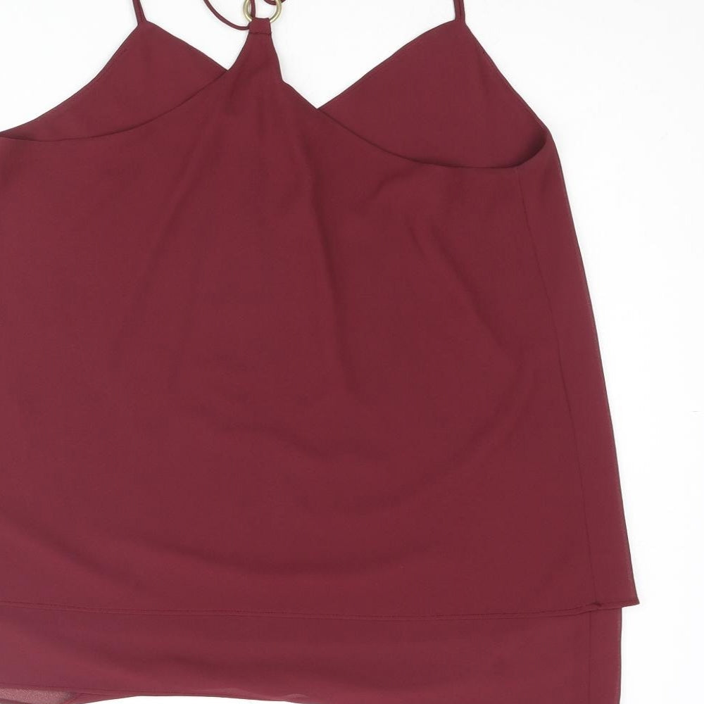 New Look Womens Red Polyester Camisole Blouse Size 12 V-Neck