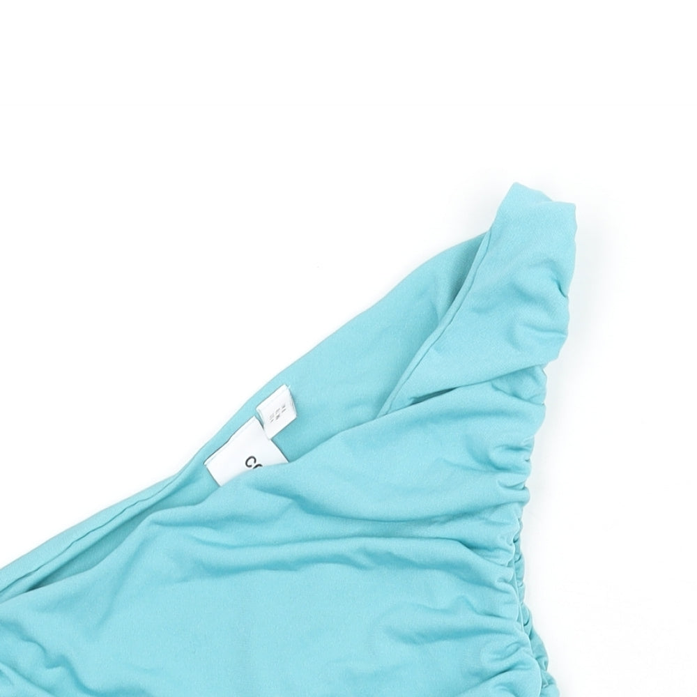 COLLUSION Womens Blue Polyester Basic Tank Size 8 Off the Shoulder - Rouched