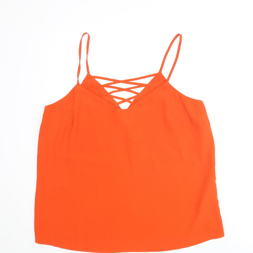 New Look Womens Red Polyester Camisole Blouse Size 12 V-Neck