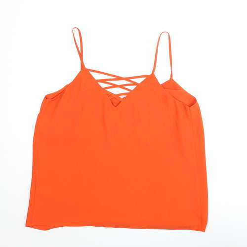 New Look Womens Red Polyester Camisole Blouse Size 12 V-Neck