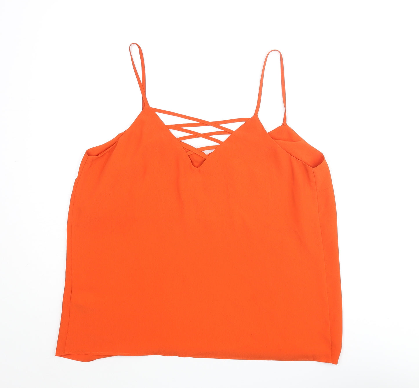 New Look Womens Red Polyester Camisole Blouse Size 12 V-Neck