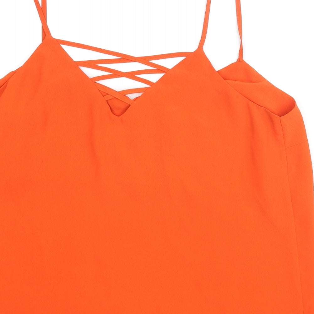 New Look Womens Red Polyester Camisole Blouse Size 12 V-Neck