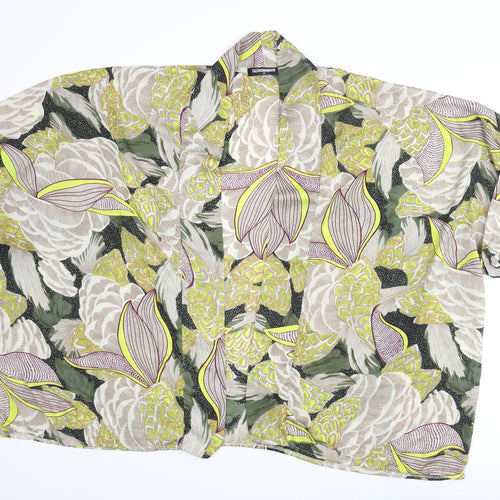 Fashion Union Womens Multicoloured Floral Polyester Kimono Blouse Size S V-Neck