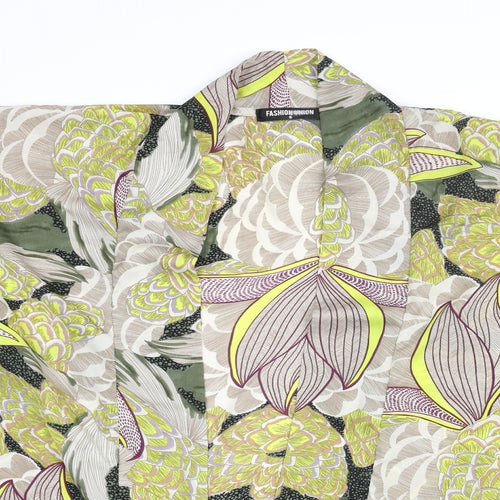 Fashion Union Womens Multicoloured Floral Polyester Kimono Blouse Size S V-Neck