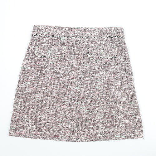 Dorothy Perkins Womens Multicoloured Polyester A-Line Skirt Size 8 Zip