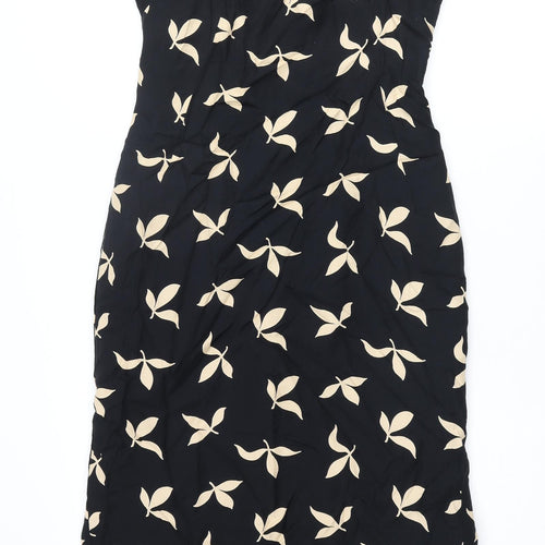 Michael H Womens Black Geometric Polyester Pencil Dress Size 10 Round Neck Zip