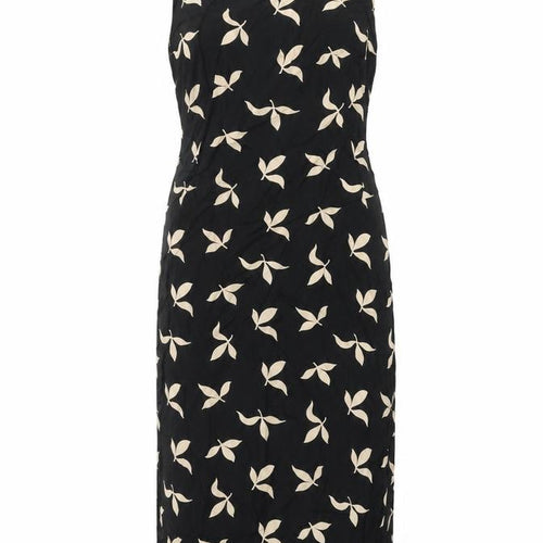 Michael H Womens Black Geometric Polyester Pencil Dress Size 10 Round Neck Zip