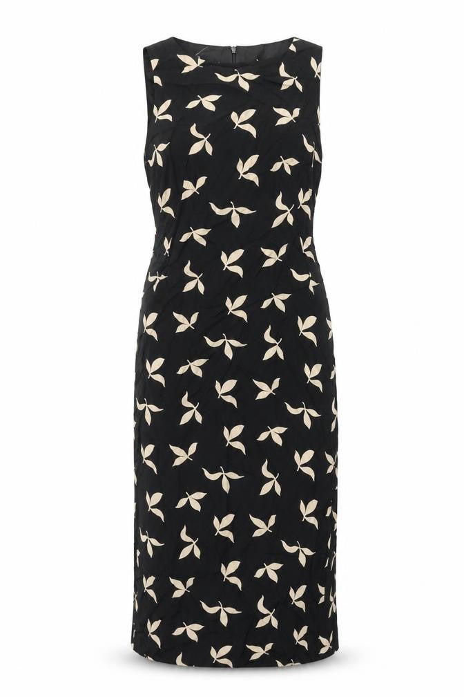 Michael H Womens Black Geometric Polyester Pencil Dress Size 10 Round Neck Zip