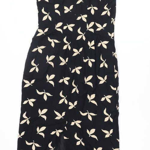 Michael H Womens Black Geometric Polyester Pencil Dress Size 10 Round Neck Zip