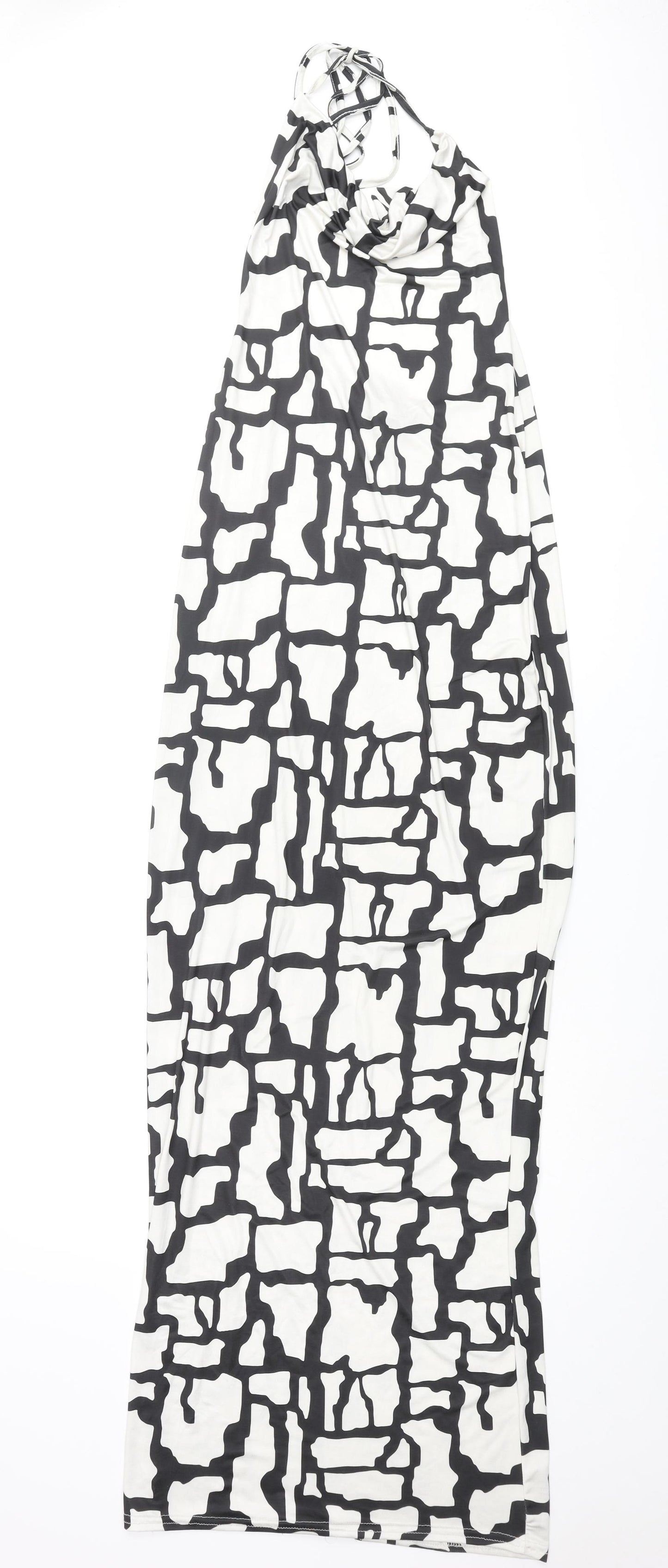 I SAW IT FIRST Womens White Geometric Polyester Maxi Size 10 Halter Tie