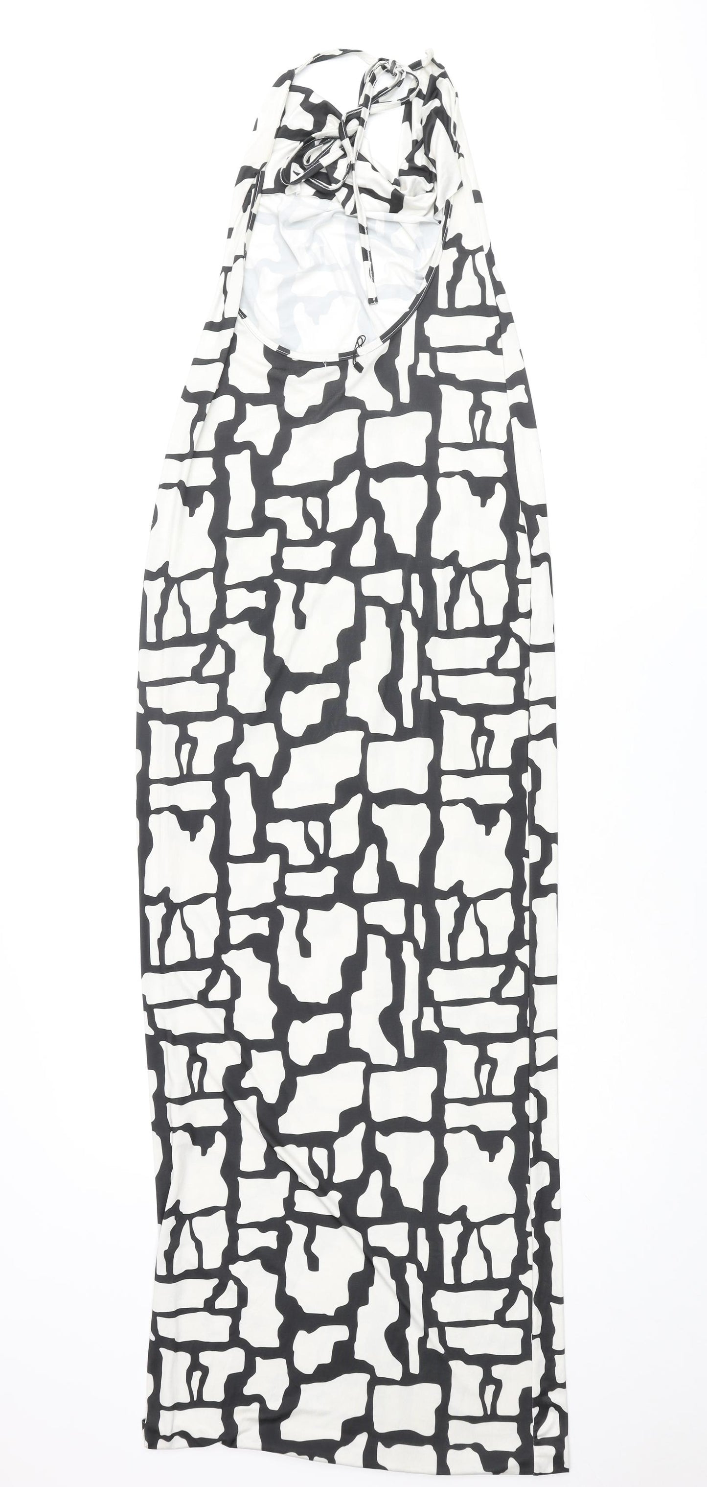 I SAW IT FIRST Womens White Geometric Polyester Maxi Size 10 Halter Tie