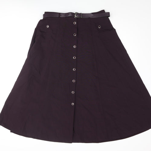 Design Essentials Womens Purple Viscose A-Line Skirt Size 16 Button