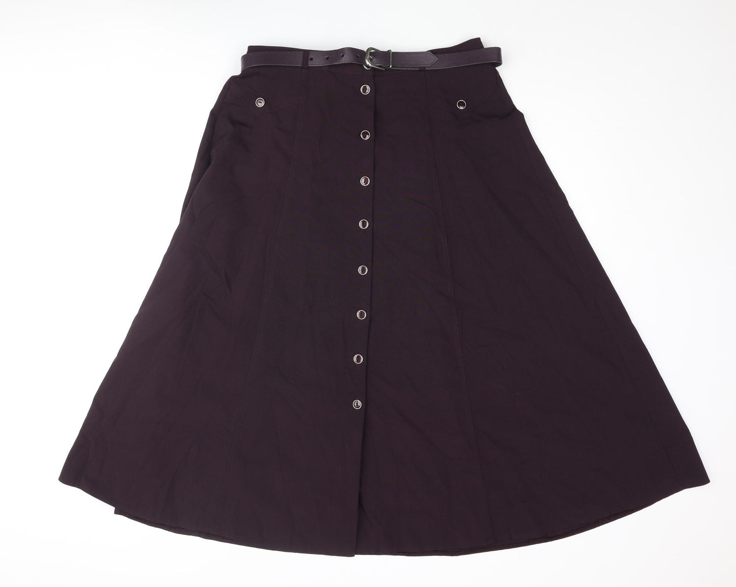Design Essentials Womens Purple Viscose A-Line Skirt Size 16 Button