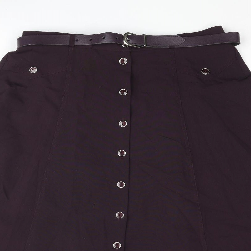 Design Essentials Womens Purple Viscose A-Line Skirt Size 16 Button