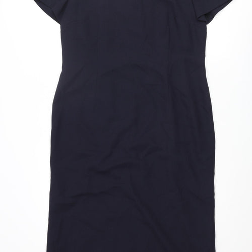 Touch of Luxury Womens Blue Polyester Pencil Dress Size 16 Round Neck Zip