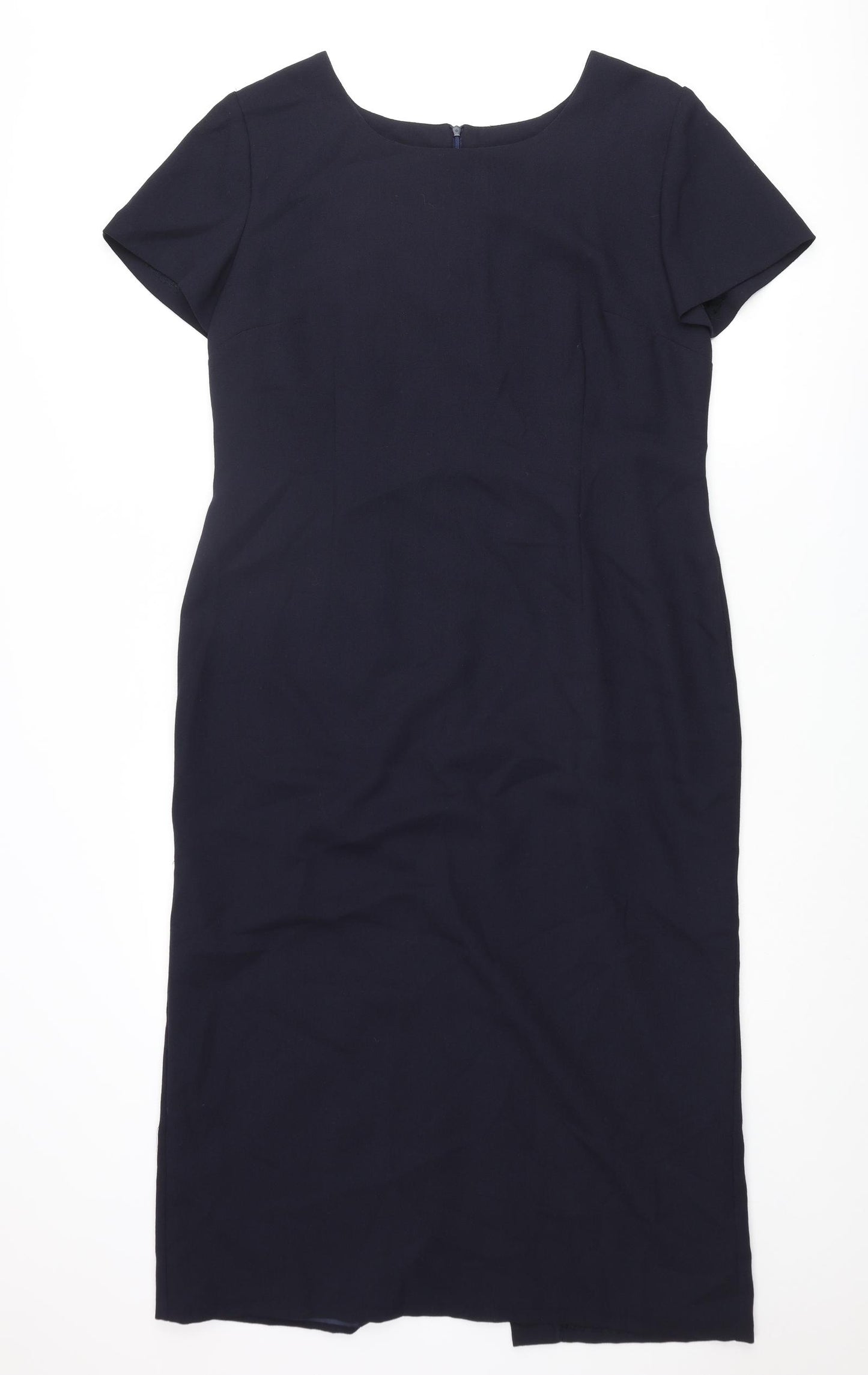 Touch of Luxury Womens Blue Polyester Pencil Dress Size 16 Round Neck Zip
