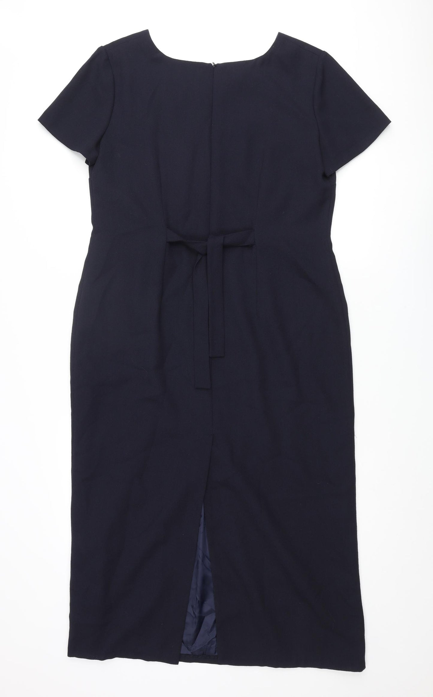 Touch of Luxury Womens Blue Polyester Pencil Dress Size 16 Round Neck Zip