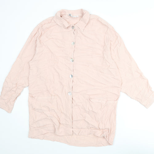 Resource Womens Pink Viscose Tunic Button-Up Size L Collared