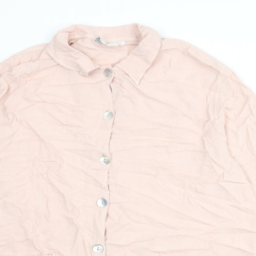 Resource Womens Pink Viscose Tunic Button-Up Size L Collared