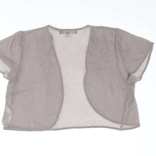Joanna Hope Womens Grey Polyester Kimono Blouse Size 14 V-Neck - Cropped Beaded